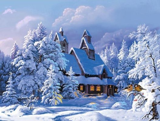 Christmas Snow Landscape Modern - DIY Paint By Numbers - Numeral Paint