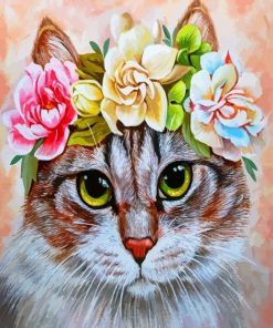 Cat With Flowers Paint by numbers