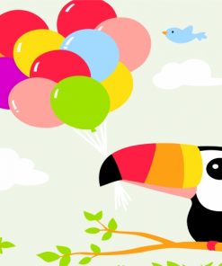 Toucan And Balloons Paint by number