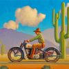 Western Man On Motorcycle Paint by numbers