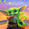 Baby Yoda Holding Frog Paint by numbers