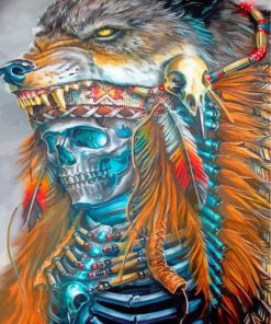 Native American Wolf Skull Paint by numbers