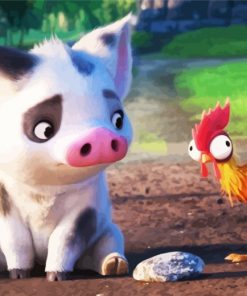 Pua And Hei Hei Moana Paint by numbers