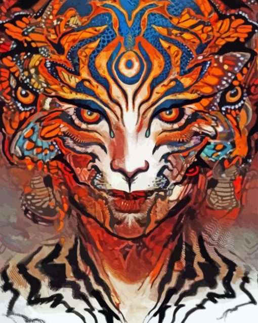 Abstract Tiger Woman Paint By Numbers