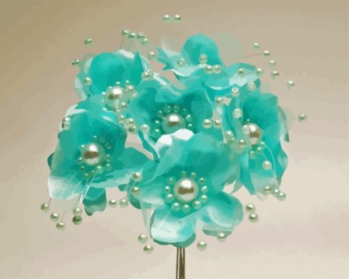 Aqua Flowers Paint By Numbers