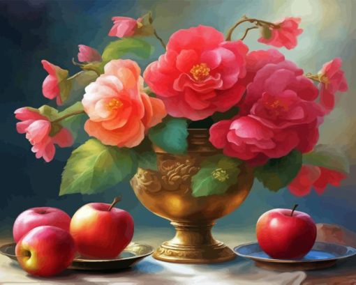 Begonias Vase And Apples Paint By Numbers