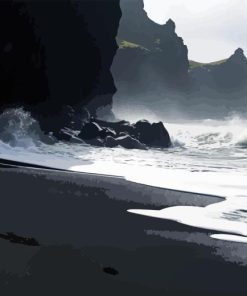 Black Sand Beach Paint By Numbers