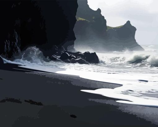 Black Sand Beach Paint By Numbers