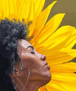 Black Woman With Sunflower Paint By Numbers