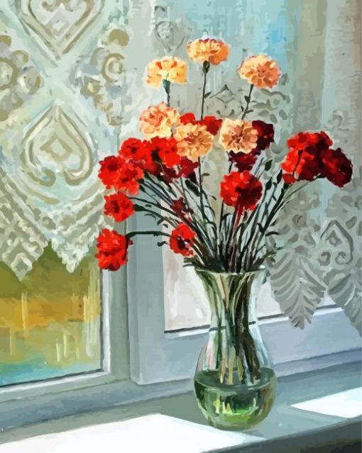 Blooming Carnations Vase Paint By Numbers