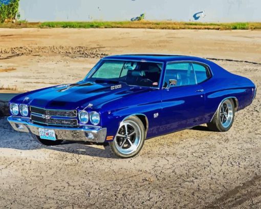 Blue Chevelle Super Sport Car Paint By Numbers