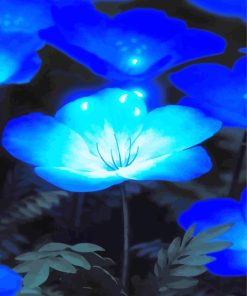 Blue Glowing Flowers Paint By Numbers