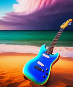 Blue Guitar Seaside Paint By Numbers