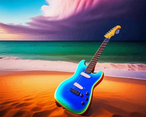 Blue Guitar Seaside Paint By Numbers