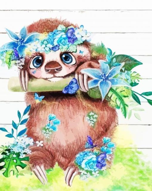 Blue Sloth Art Paint By Numbers