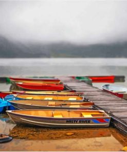 Boats In Cameron Lake Paint By Numbers