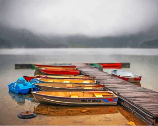 Boats In Cameron Lake Paint By Numbers