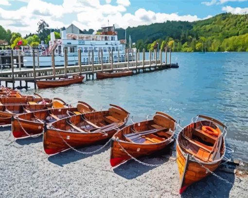 Bowness On Windermere Boats By Lake Paint By Numbers