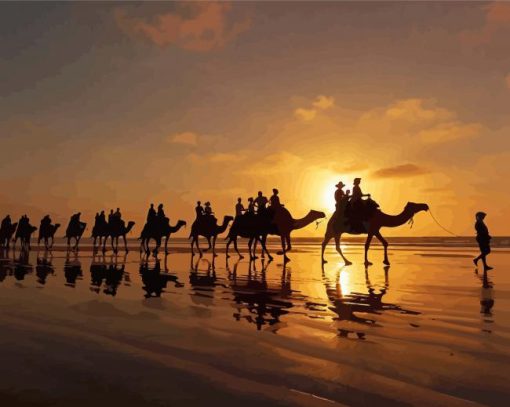 Broome Camels Sunset Silhouette Paint By Numbers