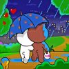 Brown And Cony Walking In Rain Paint By Numbers