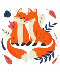 Cartoon Fox Couple Paint By Numbers