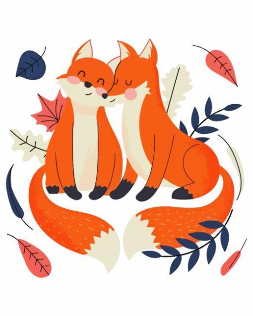 Cartoon Fox Couple Paint By Numbers