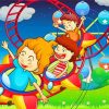 Cartoon Kids Roller Coaster Paint By Numbers