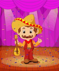 Cartoon Man In Sombrero Paint By Numbers