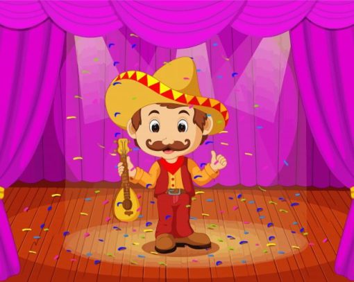 Cartoon Man In Sombrero Paint By Numbers