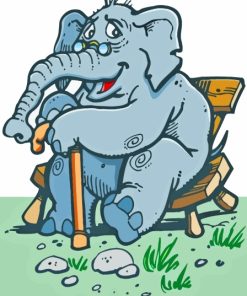 Cartoon Old Elephant In Glasses Paint By Numbers