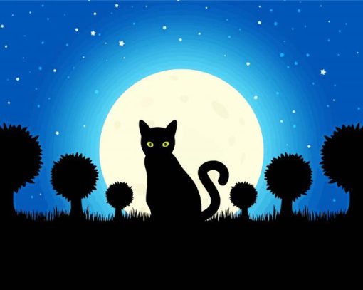 Cat And Moon Paint By Numbers