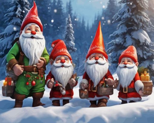 Christmas Dwarfs Paint By Numbers