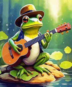 Cool Frog Playing Guitar Paint By Numbers