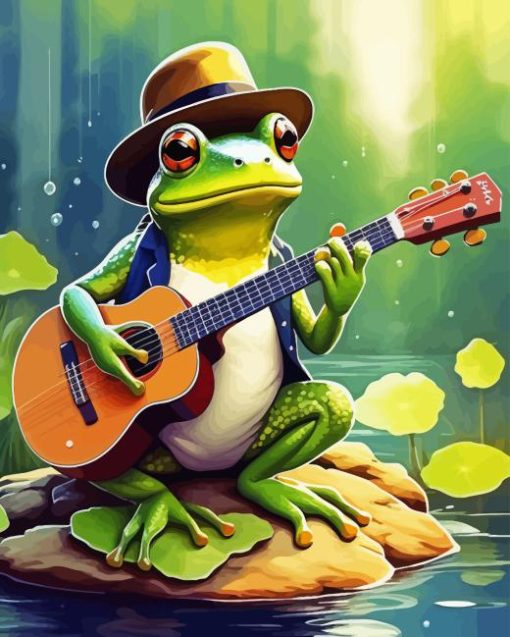 Cool Frog Playing Guitar Paint By Numbers