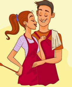 Couple Cooking In Kitchen Paint By Numbers