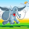 Flying Elephant Cartoon Paint By Numbers