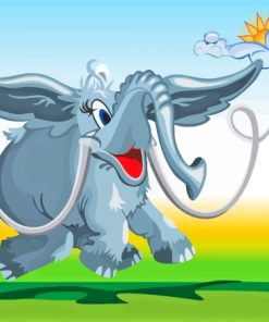 Flying Elephant Cartoon Paint By Numbers