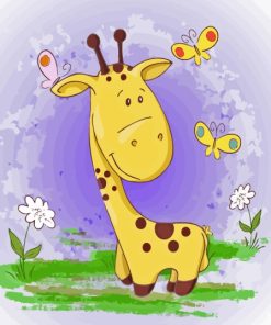 Giraffe With Butterflies Paint By Numbers