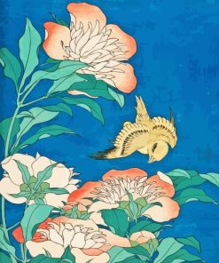 Katsushika Hokusai Peonies And Canary Paint By Numbers