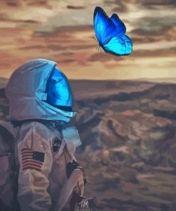 Spaceman With Blue Butterfly Paint By Numbers