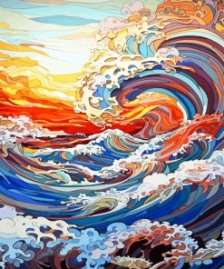 Abstract Sea Waves Paint By Numbers