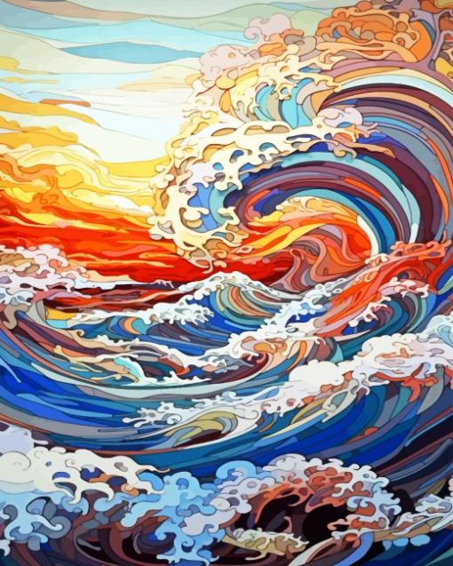 Abstract Sea Waves Paint By Numbers