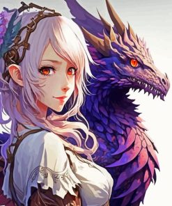 Anime Girl And Dragon Paint By Numbers