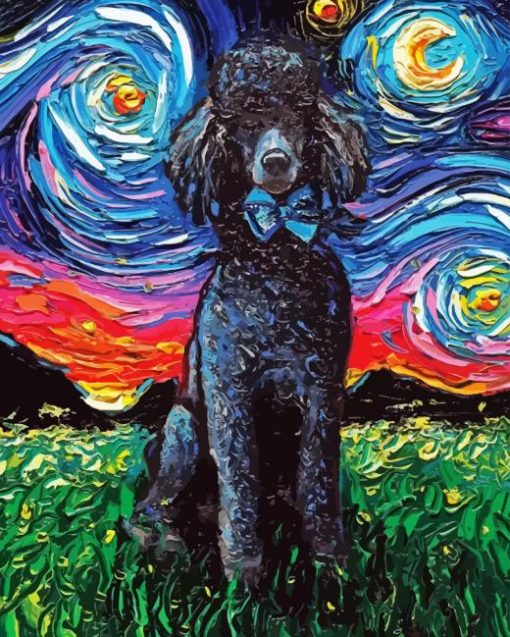 Black Poodles Starry Night Paint By Numbers