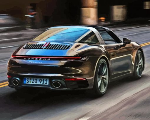 Black Porsche Targa Paint By Numbers