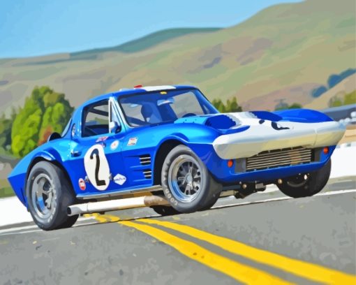 Blue 1963 Chevrolet Corvette Paint By Numbers