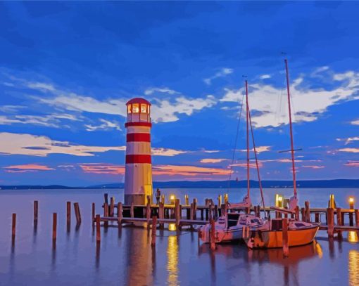 Boats And Lighthouse Paint By Numbers