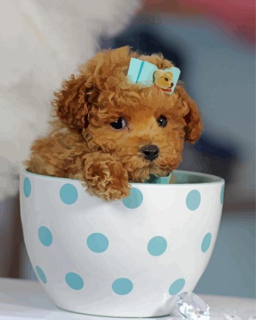 Brown Puppy In Teacup Paint By Numbers