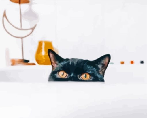 Cat Hiding In Shower Paint By Numbers