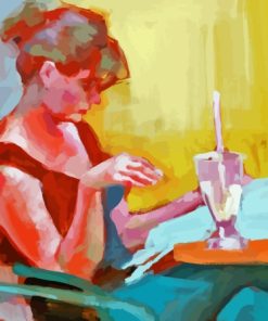 Woman Reading In A Cafe Paint By Numbers